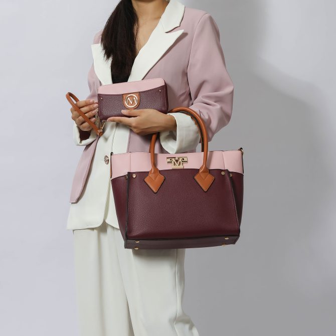 MKF Collection Brynlee Color-Block Vegan Leather Women's Tote Bag with Wallet– 2 pieces by Mia k - Image 32
