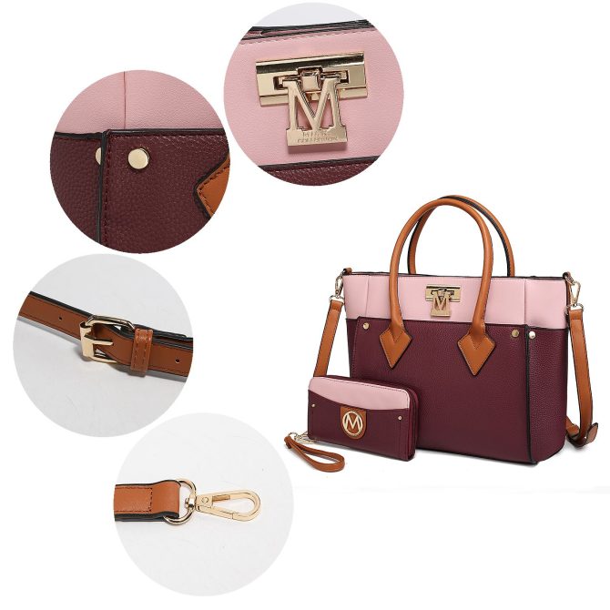 MKF Collection Brynlee Color-Block Vegan Leather Women's Tote Bag with Wallet– 2 pieces by Mia k - Image 33