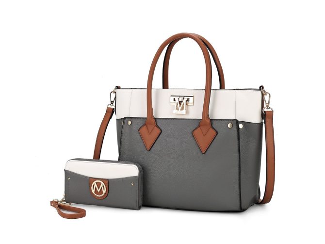 MKF Collection Brynlee Color-Block Vegan Leather Women's Tote Bag with Wallet– 2 pieces by Mia k - Image 37