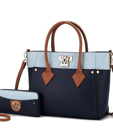 MKF Collection Brynlee Color-Block Vegan Leather Women's Tote Bag with Wallet– 2 pieces by Mia k
