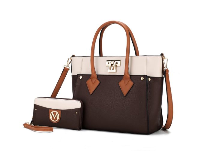 MKF Collection Brynlee Color-Block Vegan Leather Women's Tote Bag with Wallet– 2 pieces by Mia k - Image 43