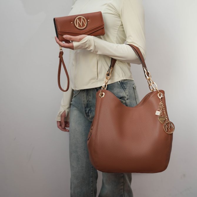 MKF Collection Ashley Vegan Leather Women's Hobo Shoulder Bag with Wallet- 2 pieces by Mia k - Image 65