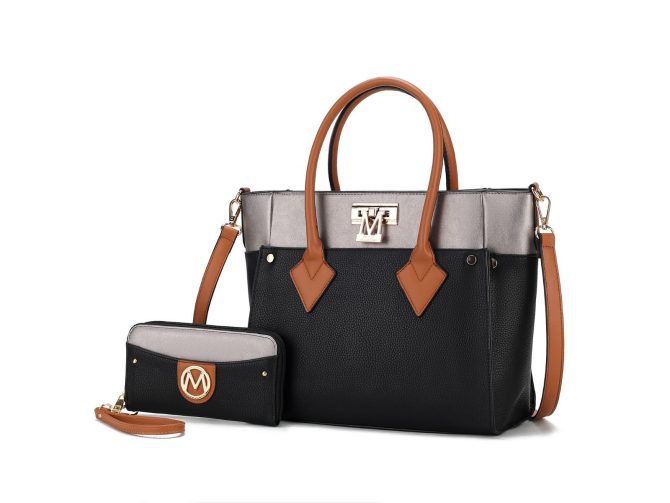 MKF Collection Brynlee Color-Block Vegan Leather Women's Tote Bag with Wallet– 2 pieces by Mia k - Image 7