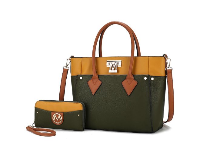 MKF Collection Brynlee Color-Block Vegan Leather Women's Tote Bag with Wallet– 2 pieces by Mia k - Image 49