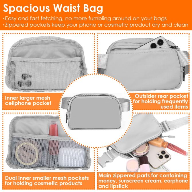 Sport Fanny Pack Unisex Waist Pouch Belt Bag Purse Chest Bag for Outdoor Sport Travel Beach Concerts Travel 20.86in-35.03in Waist Circumference - Image 15