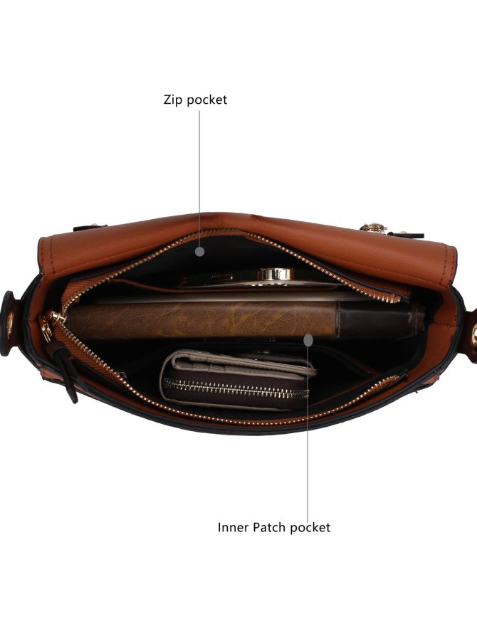 MKF Collection Drew Vegan Leather Color Block Women's Shoulder Bag by Mia k - Image 23