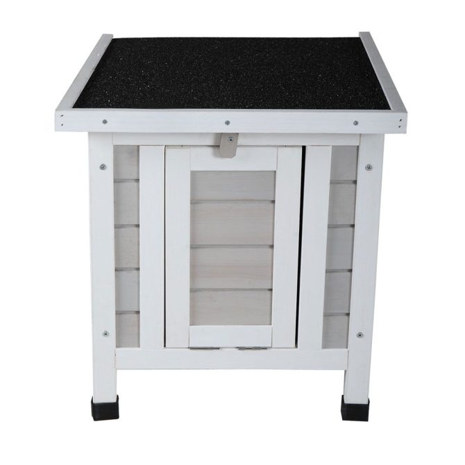 Modern Wooden Rabbit Cat Dog Hutch, Indoor/Outdoor Retreat House with Openable Roof for Small Pets, Weatherproof, Gray - Image 3
