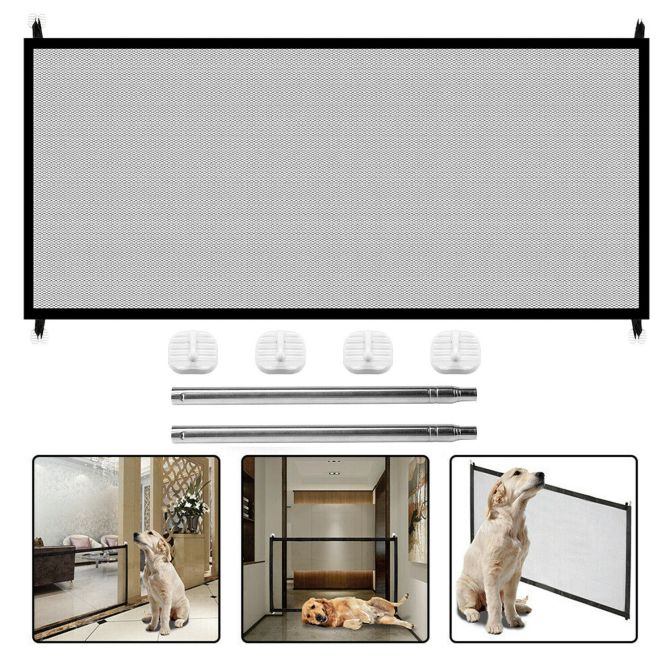 Pets Dog Cat Baby Safety Gate Mesh Fence Magic Portable Guard Net Stairs Doors - Image 12