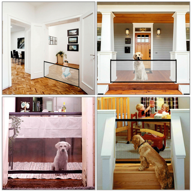 Pets Dog Cat Baby Safety Gate Mesh Fence Magic Portable Guard Net Stairs Doors - Image 14