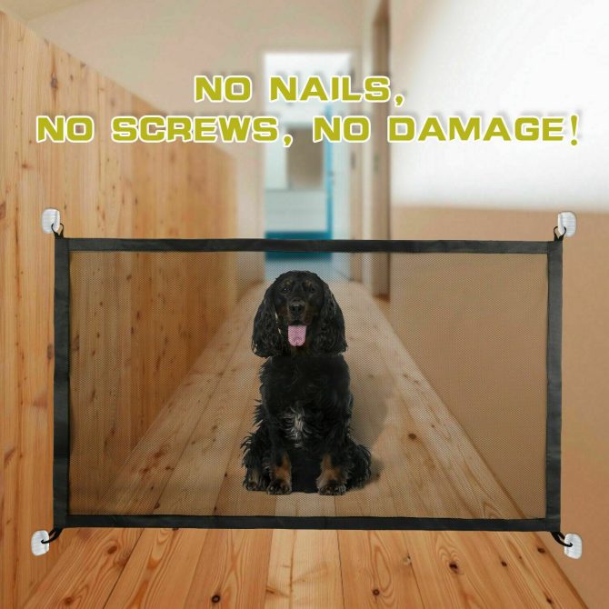 Pets Dog Cat Baby Safety Gate Mesh Fence Magic Portable Guard Net Stairs Doors - Image 15