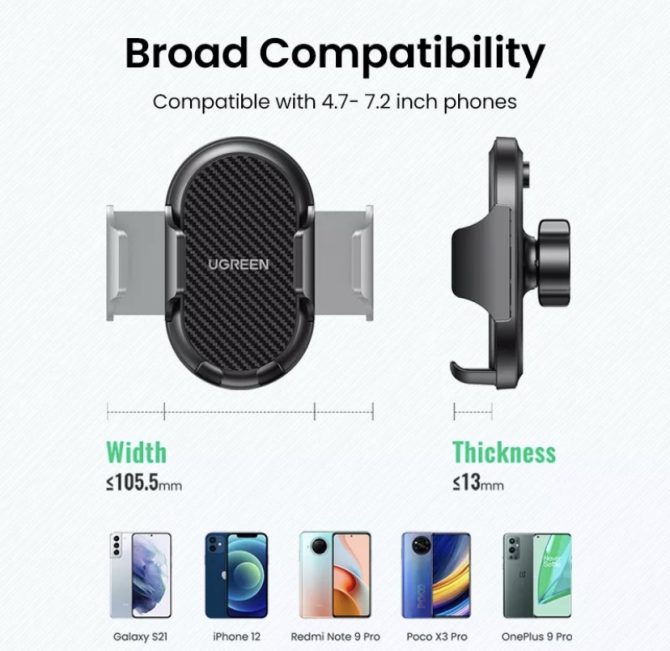 Gravity Car Phone Mount Holder with Adaptable Cradle Adjustable Long Neck for Windshield Dashboard - Image 4
