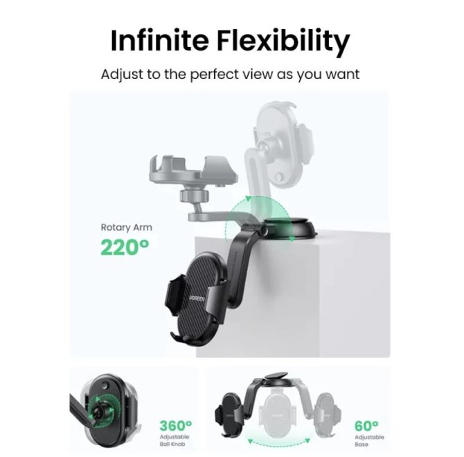 Gravity Car Phone Mount Holder with Adaptable Cradle Adjustable Long Neck for Windshield Dashboard - Image 5