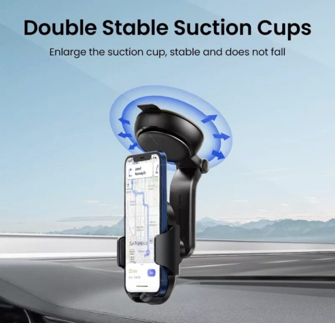 Gravity Car Phone Mount Holder with Adaptable Cradle Adjustable Long Neck for Windshield Dashboard - Image 6