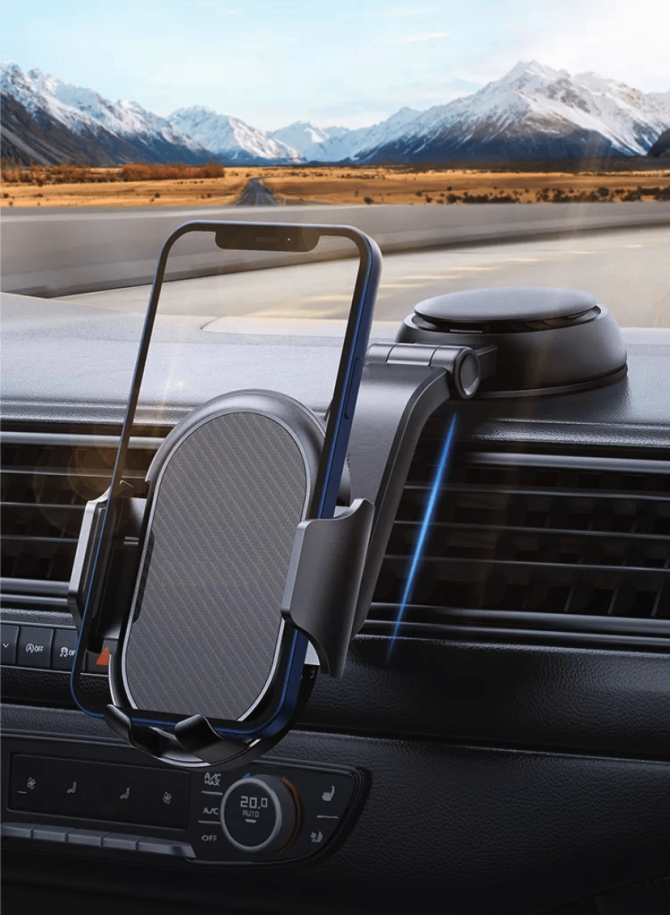 Gravity Car Phone Mount Holder with Adaptable Cradle Adjustable Long Neck for Windshield Dashboard - Image 2