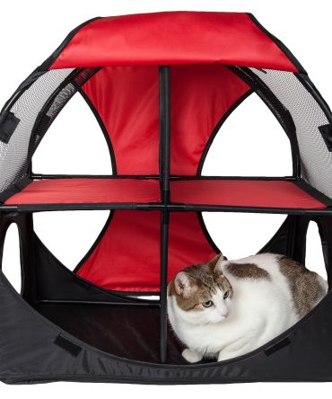 Pet Life Kitty-Play Obstacle Travel Collapsible Soft Folding Pet Cat House