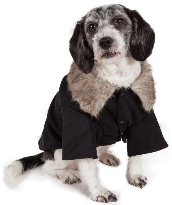 Buttoned 'Coast-Guard' Fashion Faux-Fur Collared Wool Pet Coat - Image 2