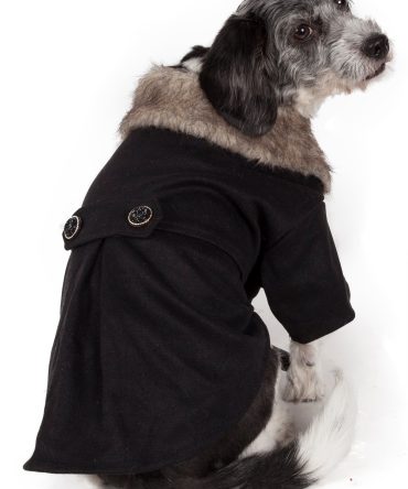 Buttoned 'Coast-Guard' Fashion Faux-Fur Collared Wool Pet Coat