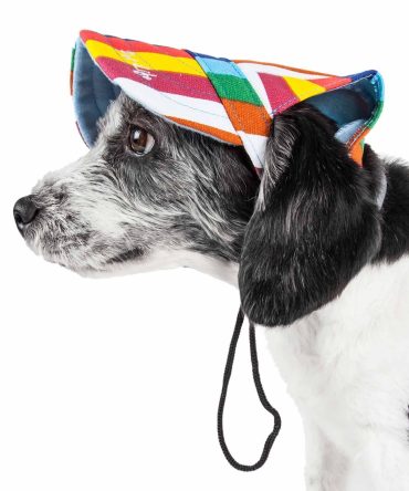 Pet Life 'Colorfur' Floral Uv Protectant Adjustable Fashion Dog Hat Cap