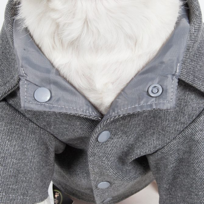 Military Static Rivited Fashion Collared Wool Pet Coat - Image 4