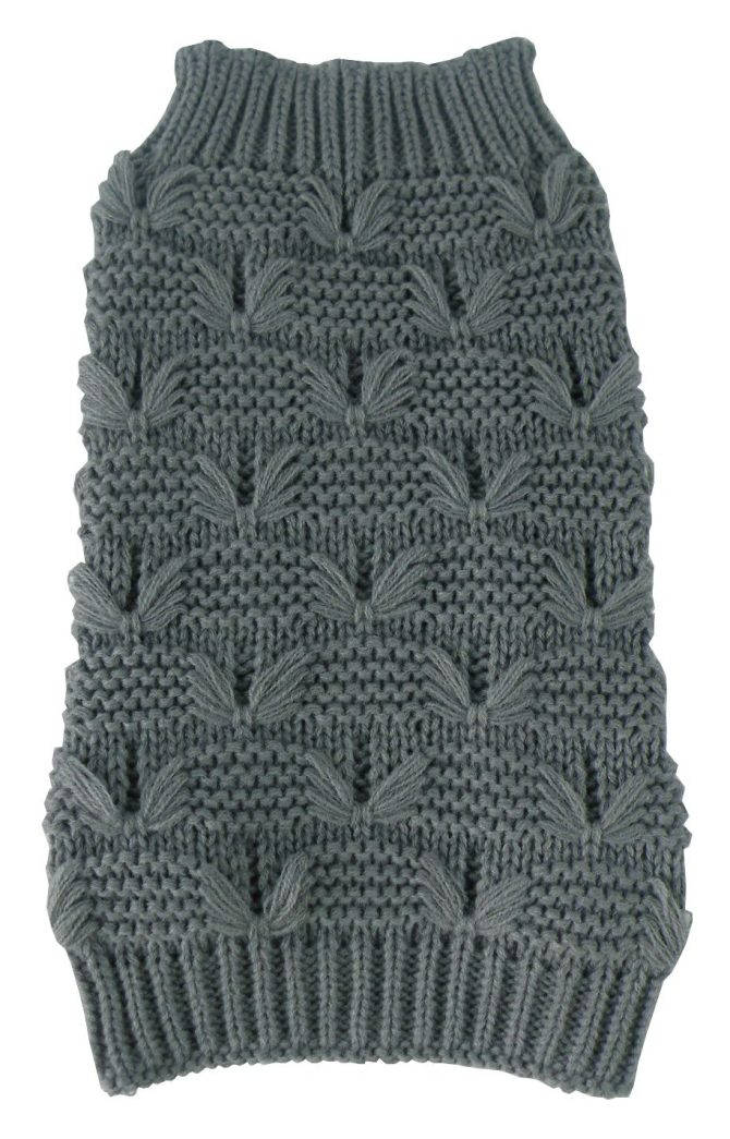 Butterfly Stitched Heavy Cable Knitted Fashion Turtle Neck Dog Sweater - Image 4