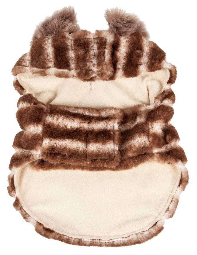 Pet Life Luxe 'Tira-Poochoo' Tiramisu Patterned Mink Dog Coat Jacket - Image 37