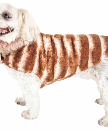 Pet Life Luxe 'Tira-Poochoo' Tiramisu Patterned Mink Dog Coat Jacket