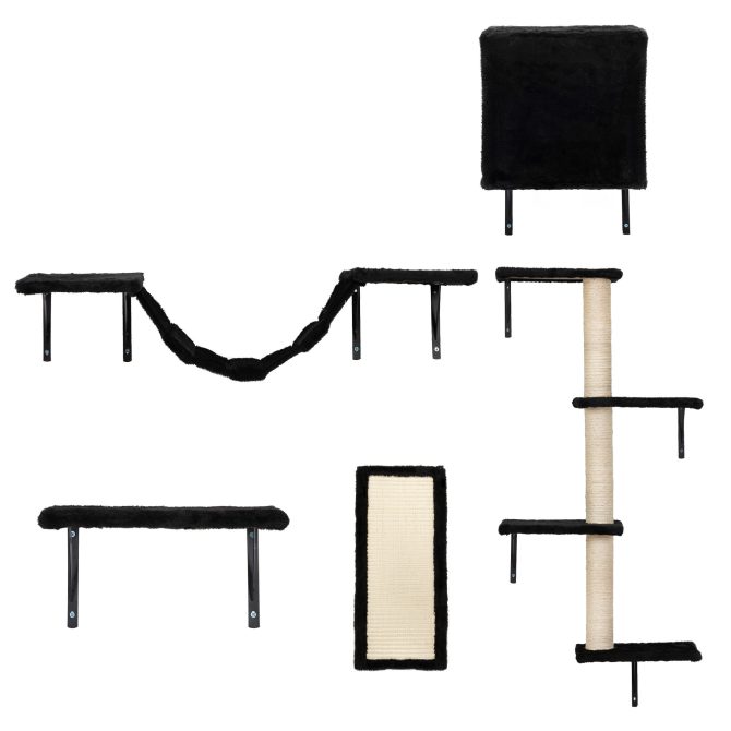 5 Pcs Wall Mounted Cat Climber Set;  Floating Cat Shelves and Perches;  Cat Activity Tree with Scratching Posts;  Modern Cat Furniture - Image 30