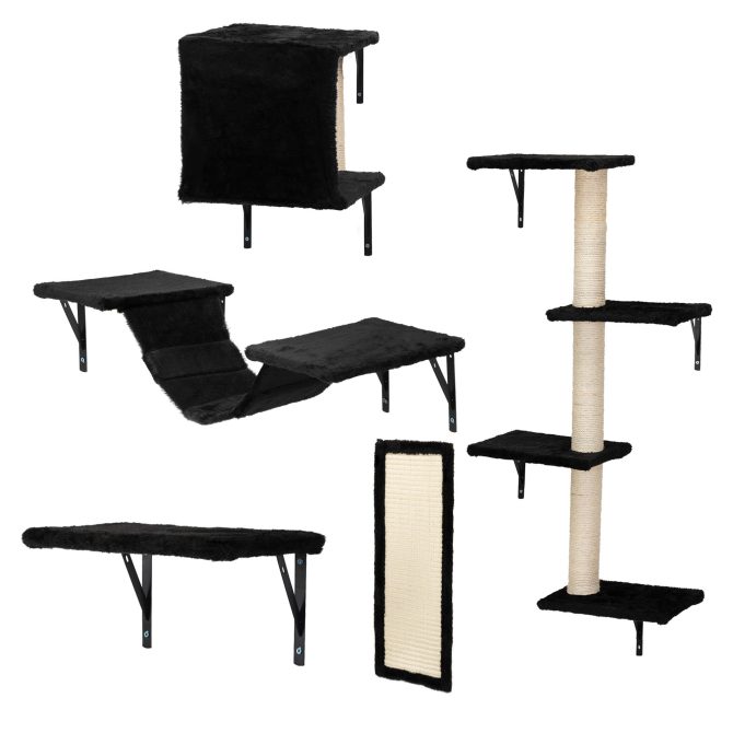 5 Pcs Wall Mounted Cat Climber Set;  Floating Cat Shelves and Perches;  Cat Activity Tree with Scratching Posts;  Modern Cat Furniture - Image 31
