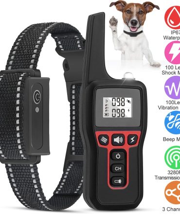 3280FT Dog Training Collar IP67 Waterproof Pet Beep Vibration Electric Shock Collar