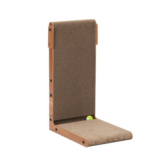 Indoor Cat Scratching Board for Small to Large Cat, Corrugated Board-Covered Cat Scratcher, Cat Scratching Pad with Bell and Built-in Toy - Image 11