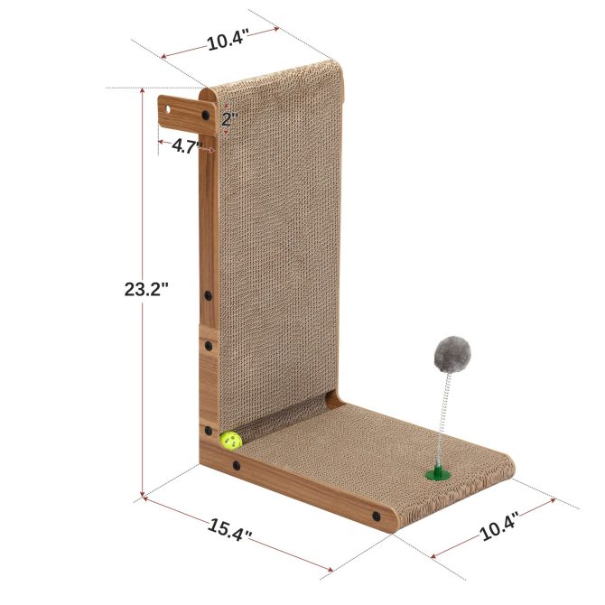 Indoor Cat Scratching Board for Small to Large Cat, Corrugated Board-Covered Cat Scratcher, Cat Scratching Pad with Bell and Built-in Toy - Image 12