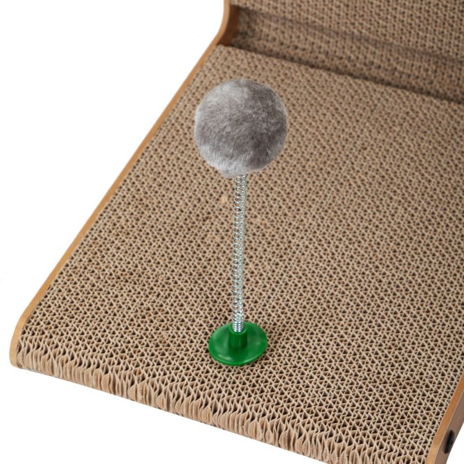 Indoor Cat Scratching Board for Small to Large Cat, Corrugated Board-Covered Cat Scratcher, Cat Scratching Pad with Bell and Built-in Toy - Image 14
