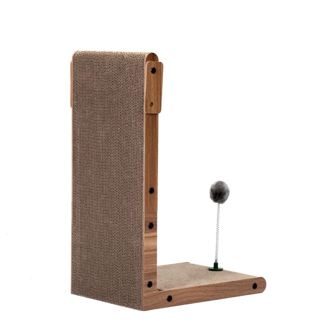 Indoor Cat Scratching Board for Small to Large Cat, Corrugated Board-Covered Cat Scratcher, Cat Scratching Pad with Bell and Built-in Toy - Image 6