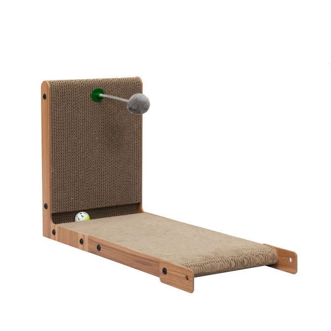 Indoor Cat Scratching Board for Small to Large Cat, Corrugated Board-Covered Cat Scratcher, Cat Scratching Pad with Bell and Built-in Toy - Image 8