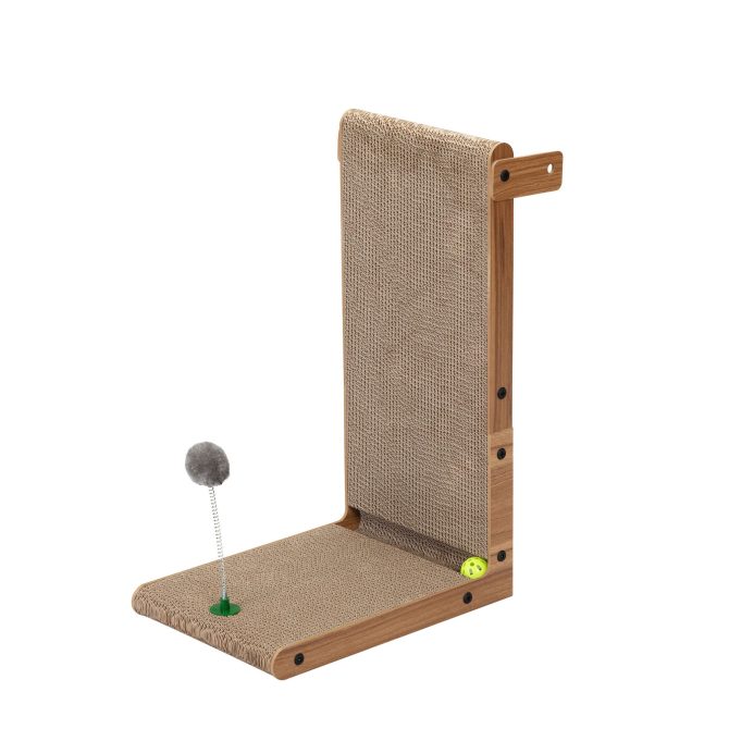 Indoor Cat Scratching Board for Small to Large Cat, Corrugated Board-Covered Cat Scratcher, Cat Scratching Pad with Bell and Built-in Toy - Image 10
