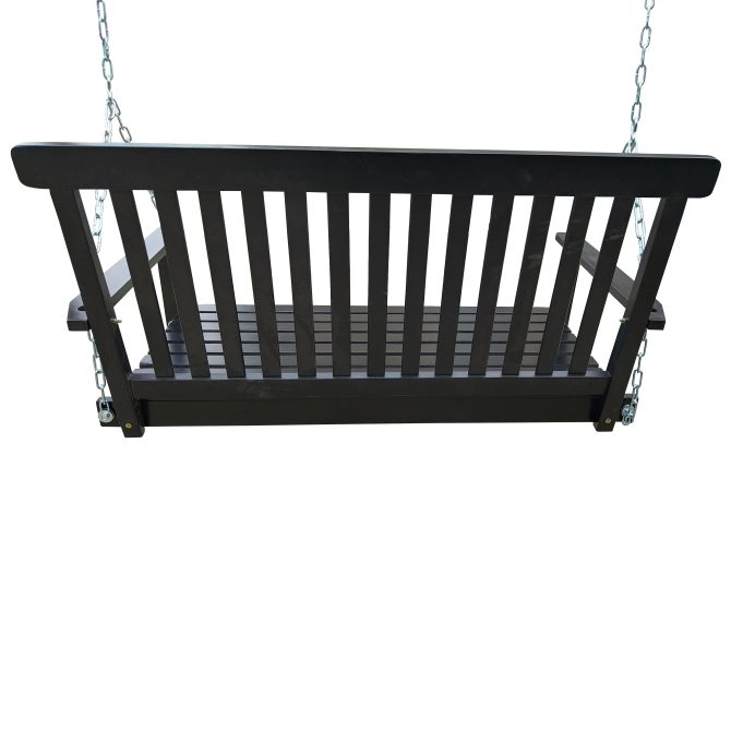 Front Porch Swing with Armrests;  Wood Bench Swing with Hanging Chains; for Outdoor Patio ; Garden Yard;  porch;  backyard;  or sunroom; Easy to Assemble; black - Image 6