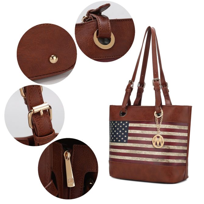 MKF Collection Vera Vegan Leather Patriotic Flag Pattern Women Tote Bag by Mia K - Image 15