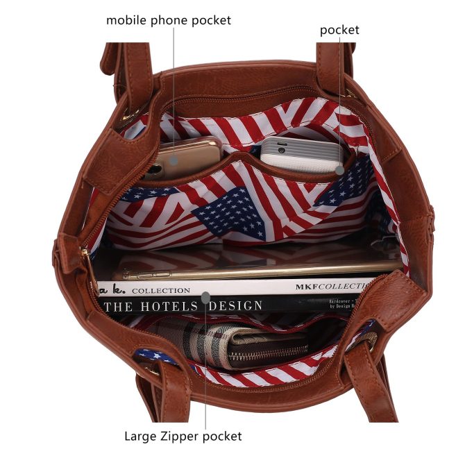 MKF Collection Vera Vegan Leather Patriotic Flag Pattern Women Tote Bag by Mia K - Image 17
