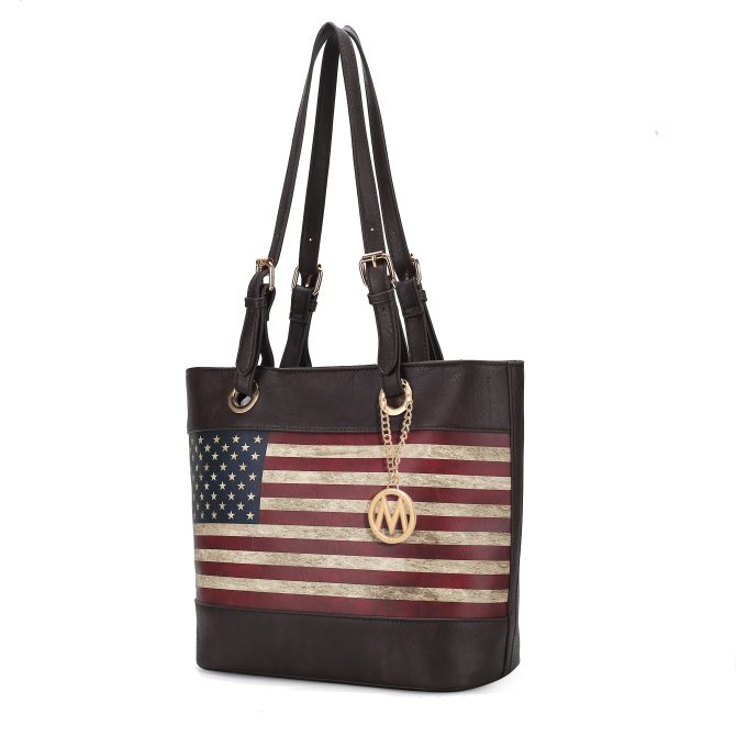 MKF Collection Vera Vegan Leather Patriotic Flag Pattern Women Tote Bag by Mia K - Image 25