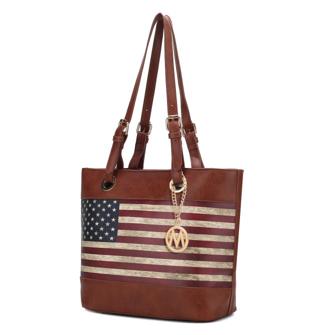 MKF Collection Vera Vegan Leather Patriotic Flag Pattern Women Tote Bag by Mia K - Image 55
