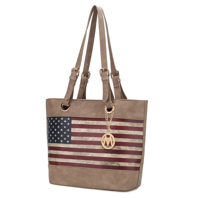 MKF Collection Vera Vegan Leather Patriotic Flag Pattern Women Tote Bag by Mia K - Image 43