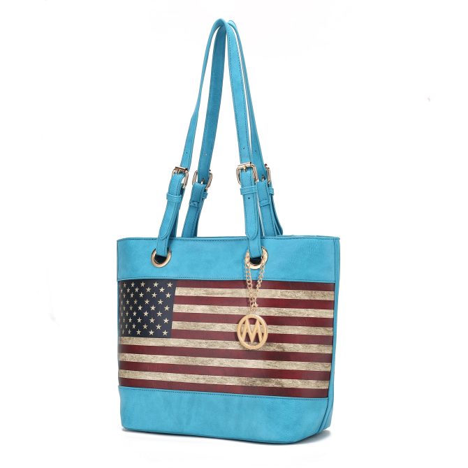 MKF Collection Vera Vegan Leather Patriotic Flag Pattern Women Tote Bag by Mia K - Image 37