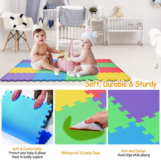 16Pcs Kids Puzzle Exercise Play Mat Interlocking Non-Toxic EVA Floor Mat Multi-Color Anti-Skid Playmat - Image 3