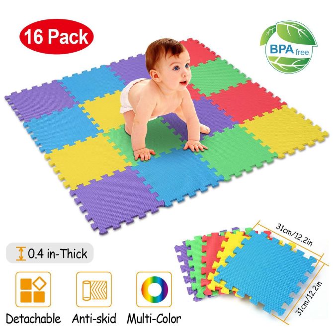 16Pcs Kids Puzzle Exercise Play Mat Interlocking Non-Toxic EVA Floor Mat Multi-Color Anti-Skid Playmat - Image 6