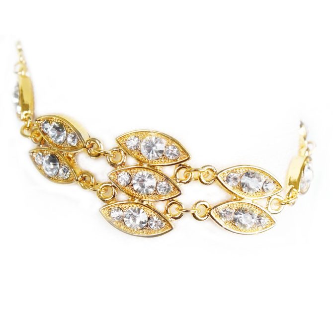 Noble Burnished Gold Bling Rhinestone Bracelet - Image 3