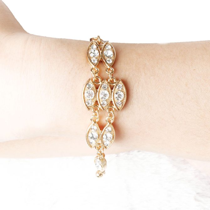 Noble Burnished Gold Bling Rhinestone Bracelet - Image 4