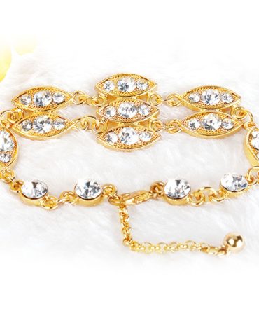 Noble Burnished Gold Bling Rhinestone Bracelet