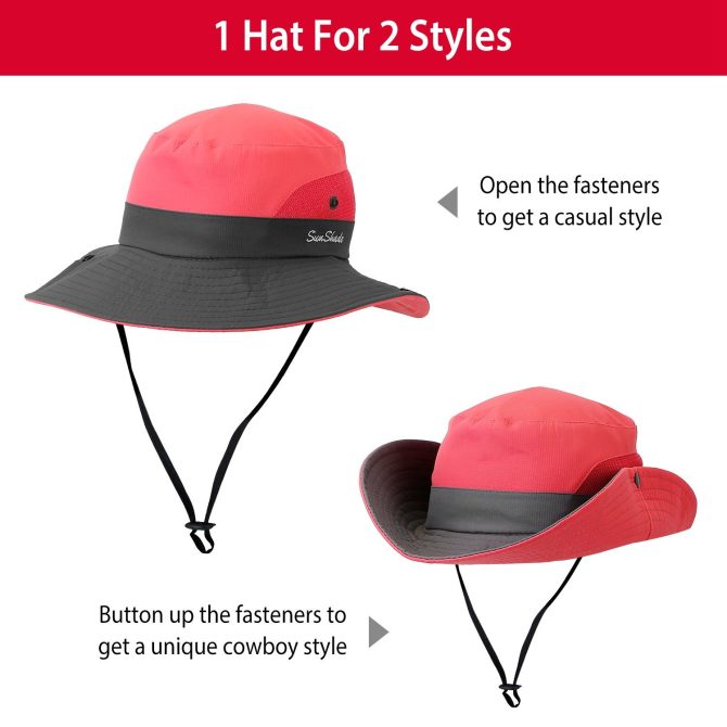 Women Summer Sun Bucket Hats Foldable UV Protection Cotton Cap Wide Brim Floppy Cap Packable Ponytail Mesh Travel Hat - Image 5