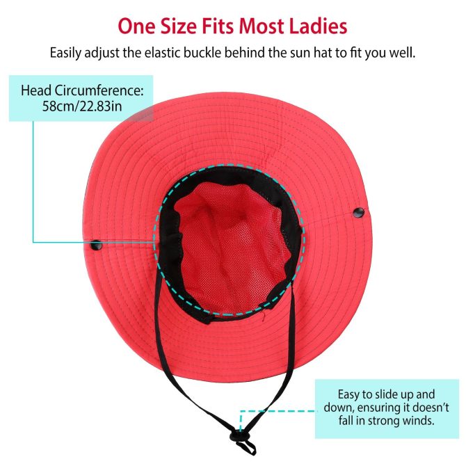 Women Summer Sun Bucket Hats Foldable UV Protection Cotton Cap Wide Brim Floppy Cap Packable Ponytail Mesh Travel Hat - Image 7