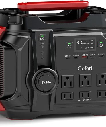 GOFORT Portable Power Station 540Wh/500W(Peak 1000W) 6 x AC 110V Outlets PD 60W Portable Solar Generator CPAP Battery Power Outage Supplies Emergency Backup Power for Outdoor RV/Van Camping Fishing